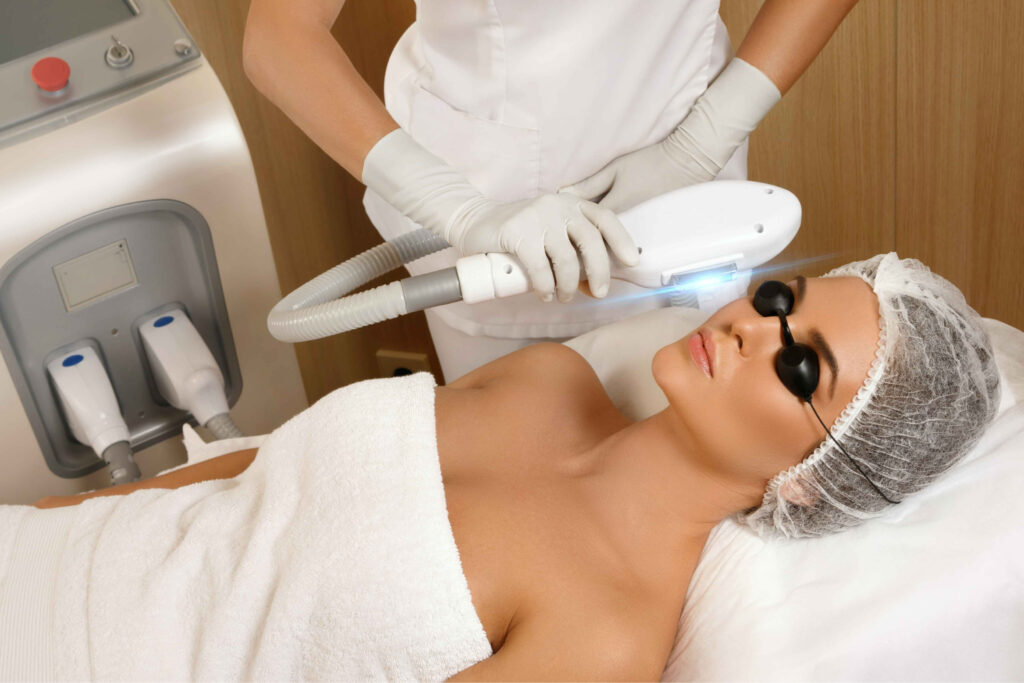 A young cute lady getting Ear Hair Laser Removal treatment | Aspen Prime Med Spa in Hoboken, NJ