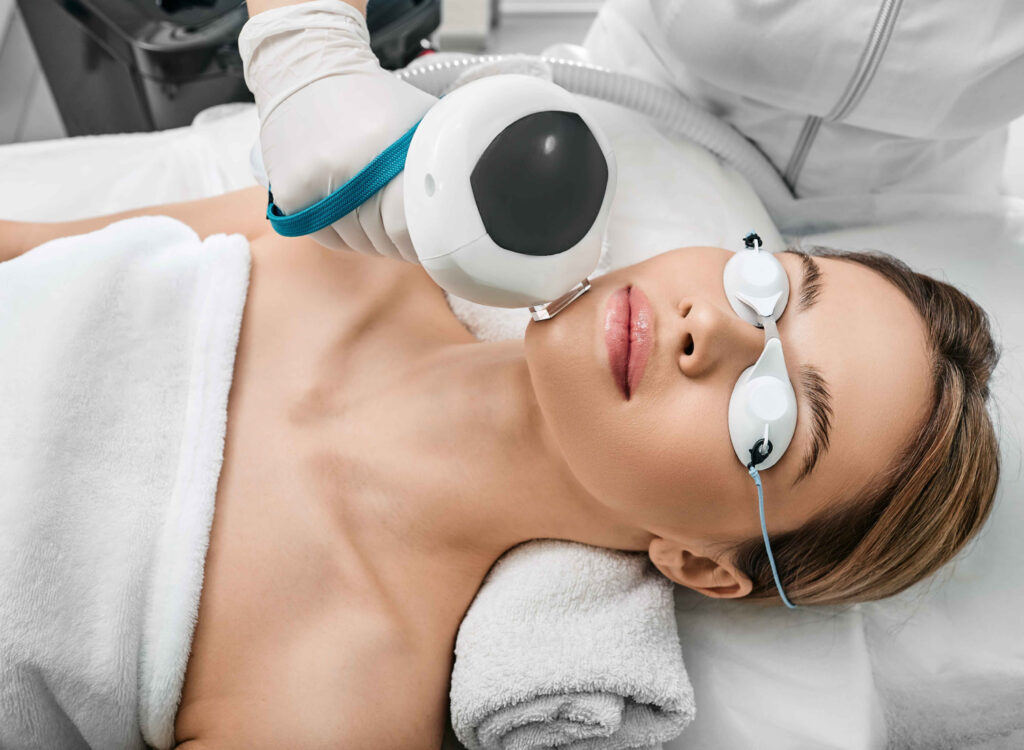 A beautiful lady Getting Laser Treatment on face | Lumecca Face | Aspen Prime Med Spa in Hoboken, NJ